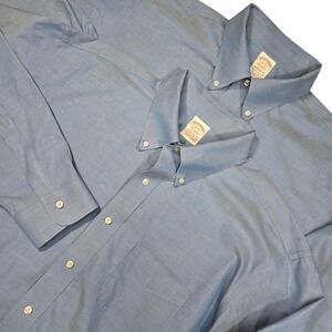 Brooks Brothers Shirt Mens 18 35 Madison Lot of 2 Stretch Supima Cotton Blue